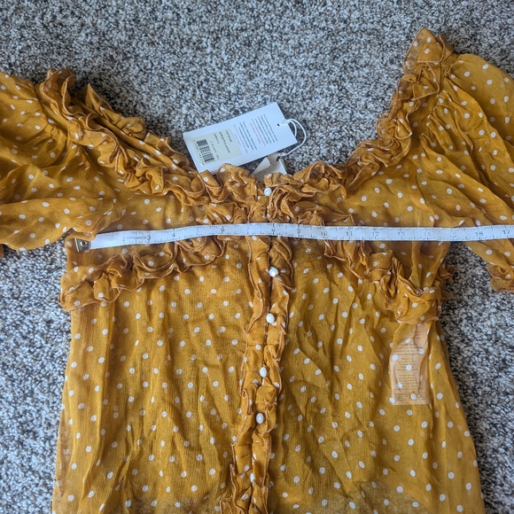 Sezane NWT Wood Top in Yellow with Polka Dot Print - Picture 11 of 15